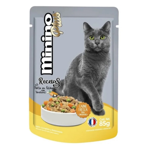 Imagen de Alimento Para Gato Ganador Minino Plus Caldo De Pollo Y Verdura 85 GRS
