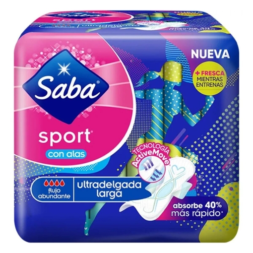 Imagen de Toallas Femeninas Saba Sport Ultra Delgada Larga  10 PZS