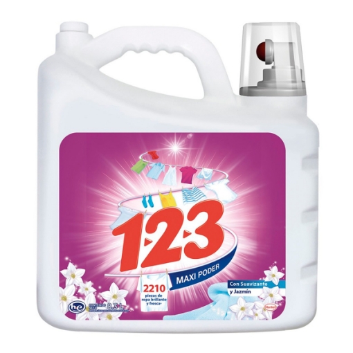 Imagen de Detergente Líquido 1 2 3 Con Suavizante Y Jazmin 9 LTS