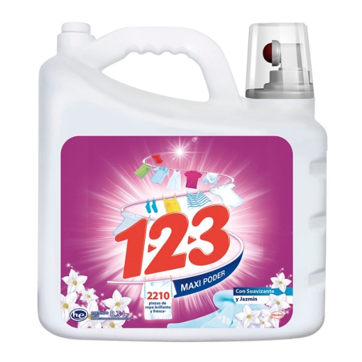 Imagen de Detergente Líquido 1 2 3 Con Suavizante Y Jazmin 9 LTS