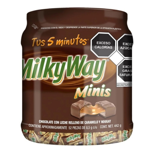 Imagen de Chocolate Milky Way Minis Vitrolero Con 52 Pzas 8.5 GRS