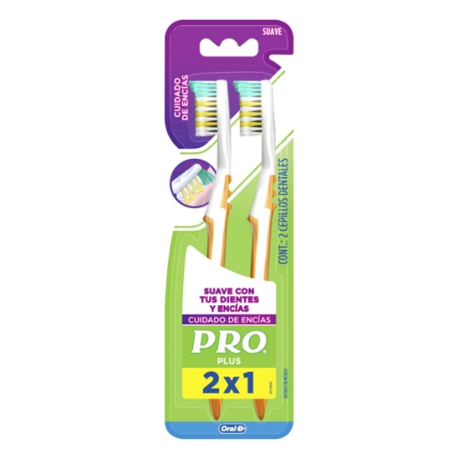 Imagen de Cepillo Dental Pro Plus Suave Cuidado Encias 2 PZS