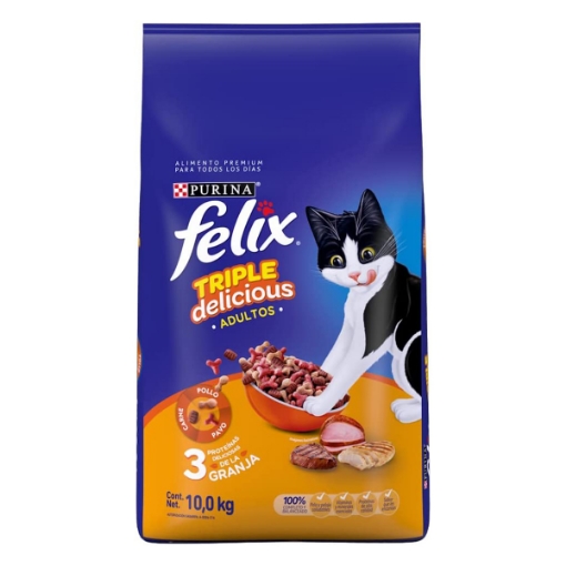 Imagen de Alimento Para Gato Felix Triple Delicious Granja 10 KGS