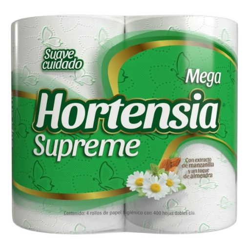 Imagen de Papel Higiénico Hortensia Supreme Mega Verde 400 Hojas 4 PZS