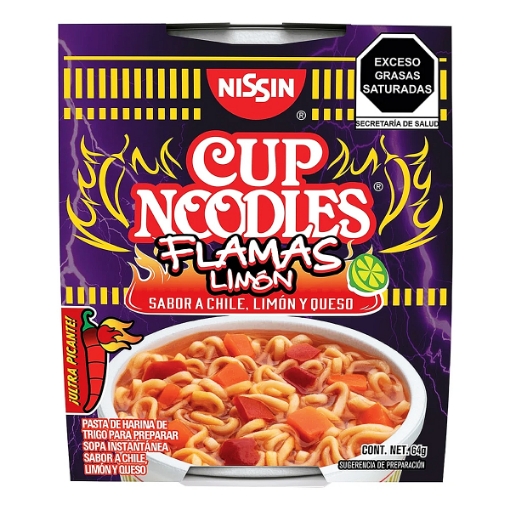 Imagen de Nissin Cup Noodles Flamas Limon 64 GRS