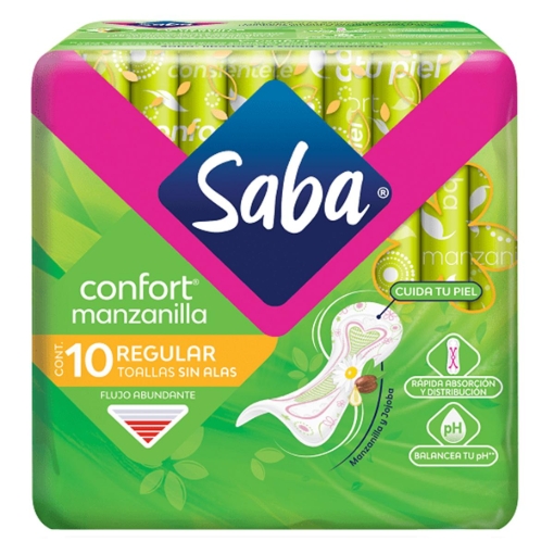 Imagen de Toallas Femeninas Saba Confort Regular Con Alas 10 PZS