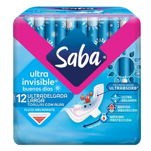 Imagen de Toalla Femenina Saba ULTRA Invisible Largo C/A  12 PZS