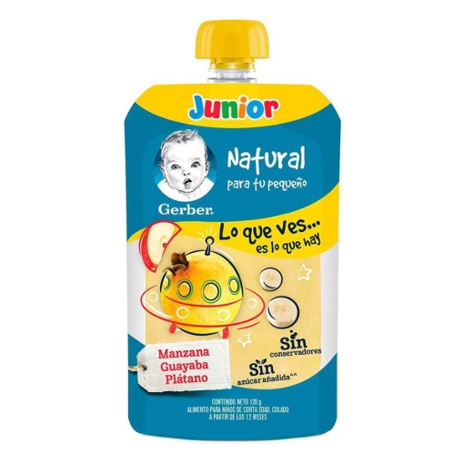 Imagen de Gerber Junior Manzana, Guayaba Y Platano Bolsa  120 GRS