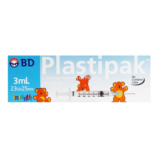 Imagen de Plastipak Jeringa 3Ml 23X25Mm 5 PZS