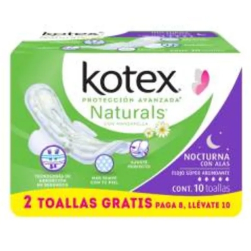 Imagen de Toalla Kotex Manzanilla Nocturna C/A 10 PZS