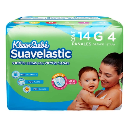 Imagen de Pañal Kleen Bebe Suavelastic Max Grande 14 PZS