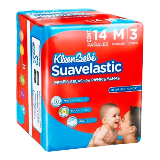 Imagen de Pañal Kleen Bebe Suavelastic Max Mediano 14 PZS