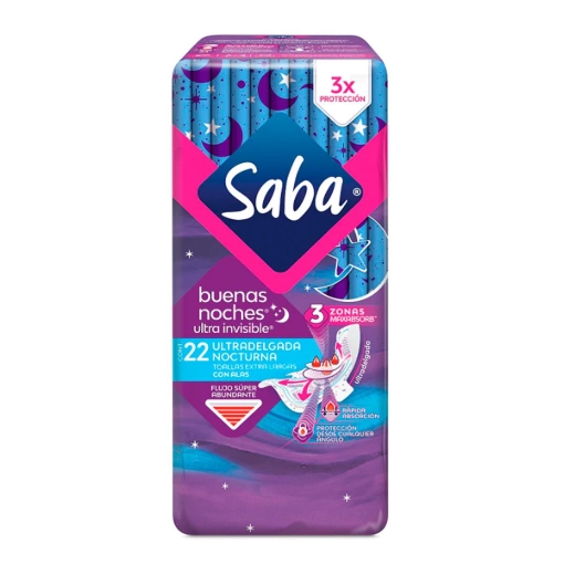Imagen de TOALLA SABA ULTRA INVISIBLE NOCTURNA C/A XL 22 PZS