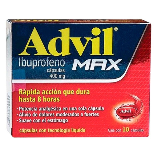 Imagen de Medicamento Advil Ibuprofeno Max 400Mg Capsula 10 PZS