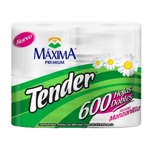 Imagen de Papel Higiénico Tender Manzanilla 600 Hojas 4 PZS