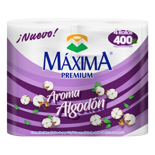 Imagen de Papel Higiénico Máxima Premium Aroma Algodón 400 Hojas 4 PZS