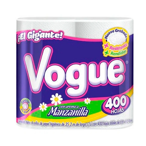 Imagen de Higienico Vogue Gigante Manzanilla 400Hd 4 PZS