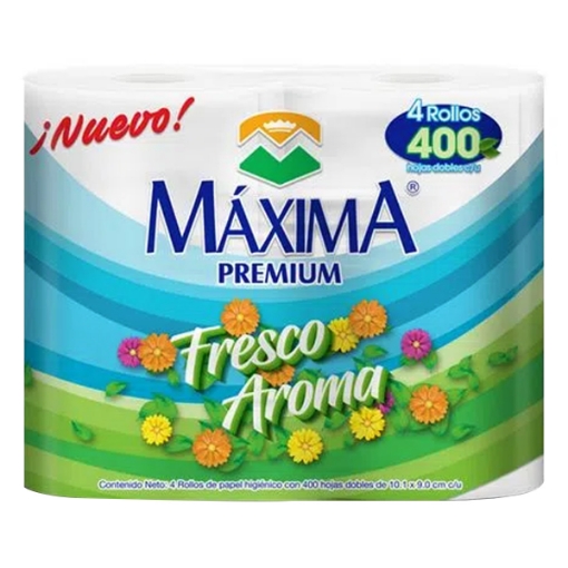 Imagen de Papel Higiénico Máxima Premium Fresh 400 Hojas 4 PZS