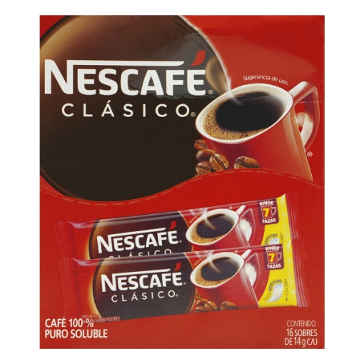 Imagen de Café Soluble Nescafé Clásico 16 Sobres 14 GRS
