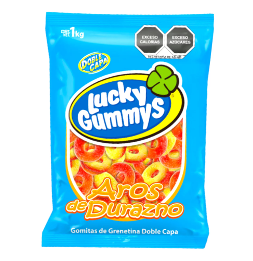 Imagen de GOMITA LUCKY GUMMYS AROS DURAZNO 1 KGS
