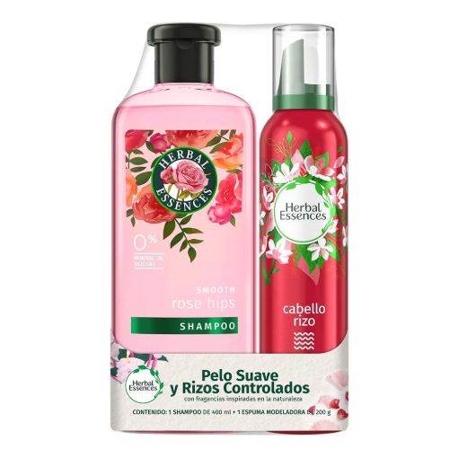 Imagen de Shampoo Herbal Essences Smooth + Mousse Rizos  400 MLL