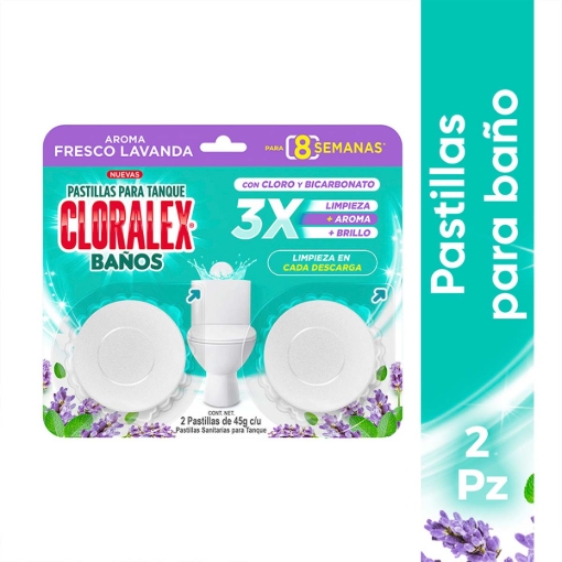 Imagen de Pastillas Sanitaria Cloralex Baños Aroma Fresco Lavanda 45 GRS