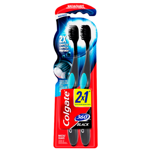 Imagen de Cepillo  Cep Colgate 360 Black 2X1 Colgate 2 PZS