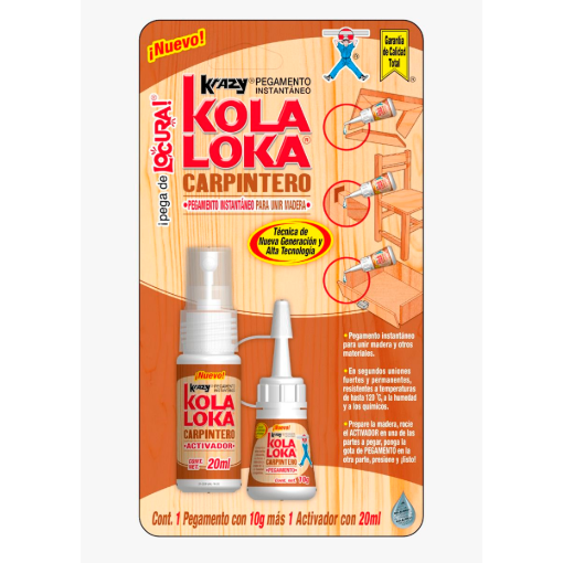 Imagen de PEGA KOLA LOKA CARPINT+ACTV20ML C/U 10 GRS