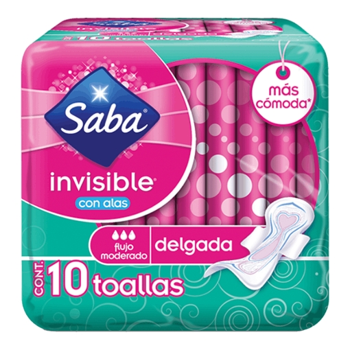 Imagen de Toallas Sanitarias Saba Invisible Con Alas 10 PZS