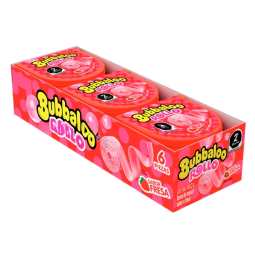 Imagen de Chicle Exh Chicle Bubbaloo Rollo Fresa Bubbaloo Rollo Fresa 56.7 GRS
