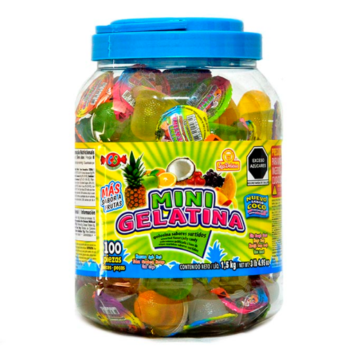 Imagen de Dulces Exh Dul Las Delicias Mini Gelatina/Surt Vitro Las Delicias Mini Gelatina/Surtid 100 PZS