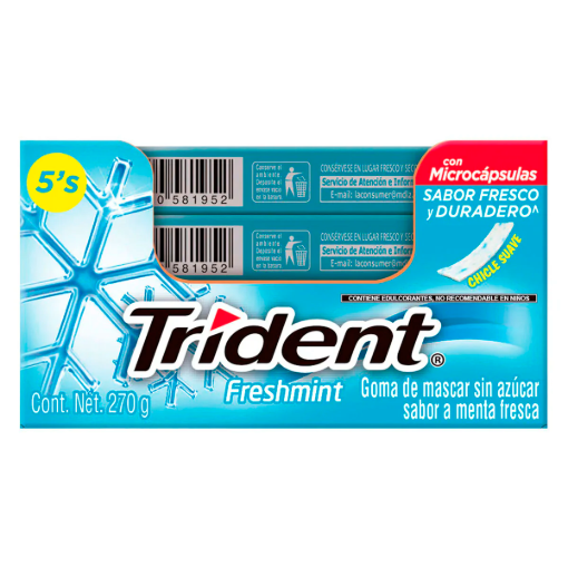 Imagen de Exh Chicle Trident 5S Freshmint 13.5 GRS