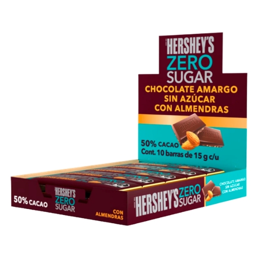 Imagen de Chocolat Exh Choco HersheyS Bar Alm Zero Azucar HersheyS Bar Alm Zero Azucar 15 GRS