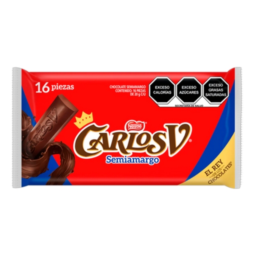 Imagen de Chocolate Carlos V Semiamargo 16 pzas 20 GRS