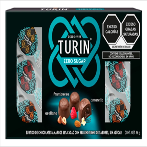 Imagen de Exh Choco Turin Zero Sugar Sabores Turin 96 GRS