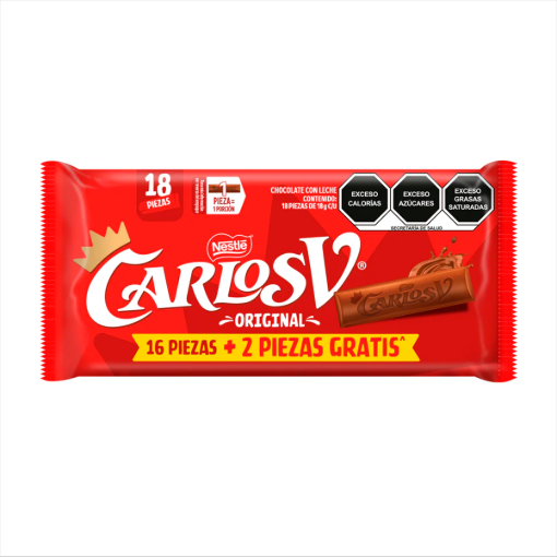 Imagen de Exh Choco Nestle Carlos V Suizo 18 GRS