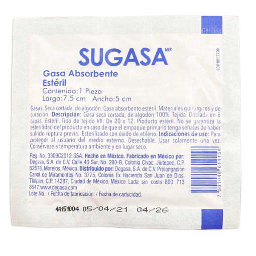 Imagen de Gasa Esteril Sugasa 7 5X5 10Pzas 10 PZS