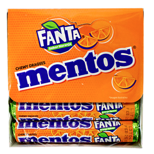 Imagen de Dulce Exh Dul Mentos Rollos Fanta Mentos  Rollos Fanta 12 PZS