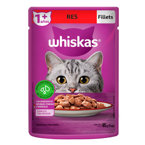 Imagen de Alimento Húmedo Whiskas Carne de Res para Gato 85 GRS