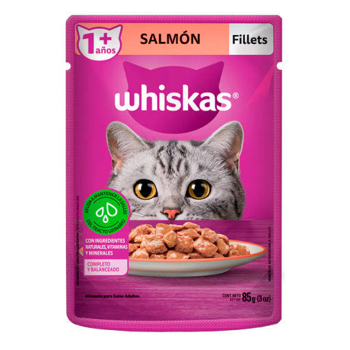 Imagen de Alimento Húmedo Whiskas Salmón para Gato 85 GRS