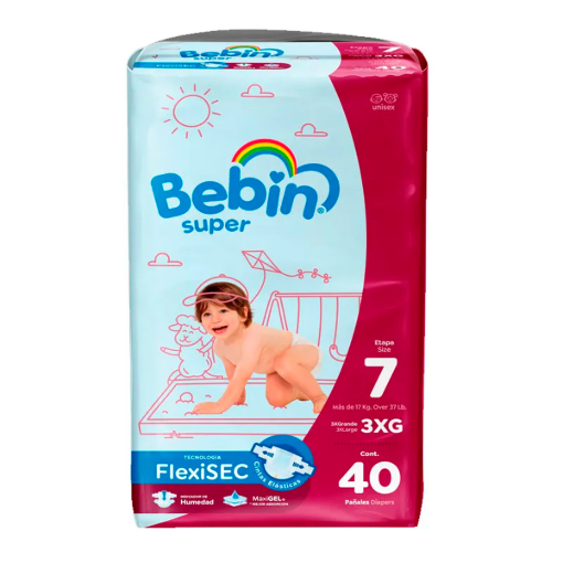Imagen de Pañales Bebín Super Extra Extra Grande (XXXG) 40 pzas 40 PZS