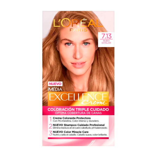 Imagen de Tinte Excellence Creme Tono 7.13 Rubio Estelar 1 PZS