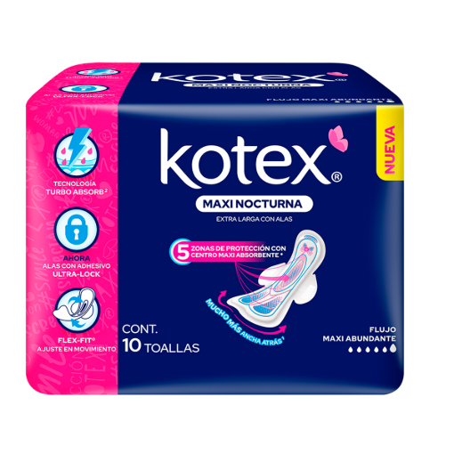 Imagen de Toallas Kotex Maxi Nocturna con Alas 10 PZS