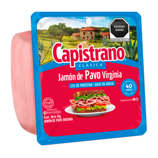 Imagen de Jamon Capistrano Pavo Virginia Cuadrada 1 KGS
