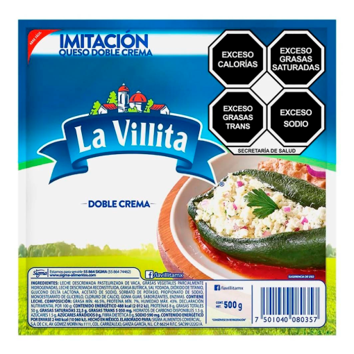Imagen de Queso Doble Crema La Villita 500 GRS