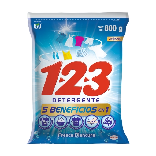 Imagen de Detergente 123 Fresca Blancura 800 GRS
