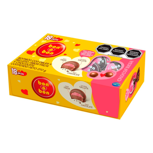 Imagen de Exh Choco Arcor Bon O Bon Sv Fresa 270 GRS