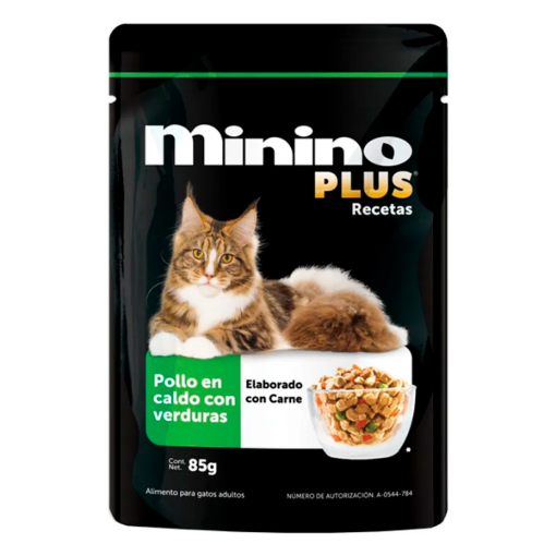 Imagen de Alimento Para Gato Ganador Minino Plus Caldo De Pollo Y Verdura 85 GRS