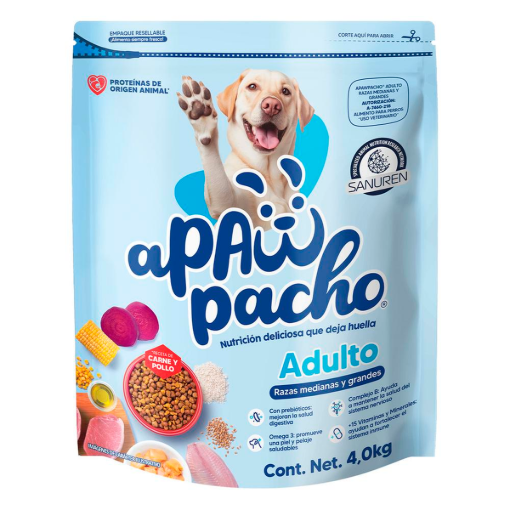 Imagen de Alim Apawpacho Adulto R.Med/Gde Carne/Pollo 4 KGS
