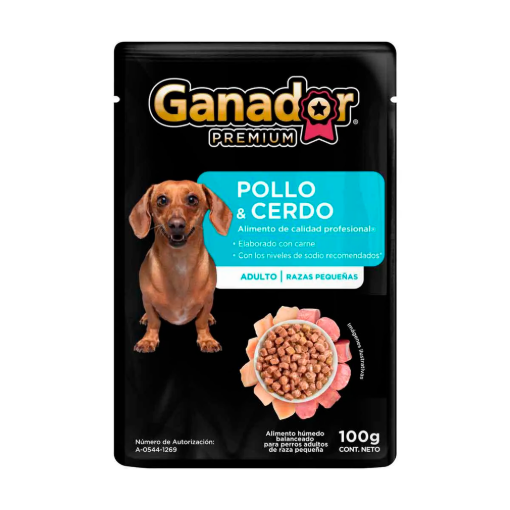 Imagen de Alim Ganador Premium Adulto R.P Pollo/Cerdo Ganador 100 GRS